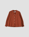 MHL | Button Through Collarless Shirt - Brick