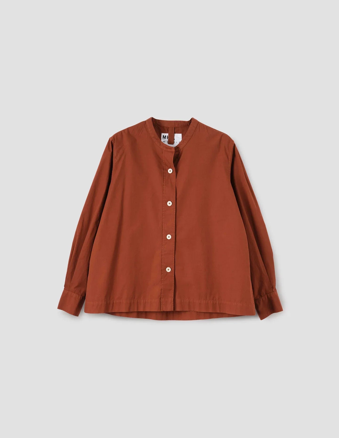 MHL | Button Through Collarless Shirt - Brick