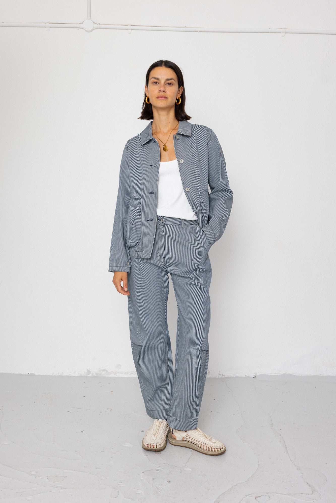 Women's Prism Jacket - Indigo Ticking Stripe