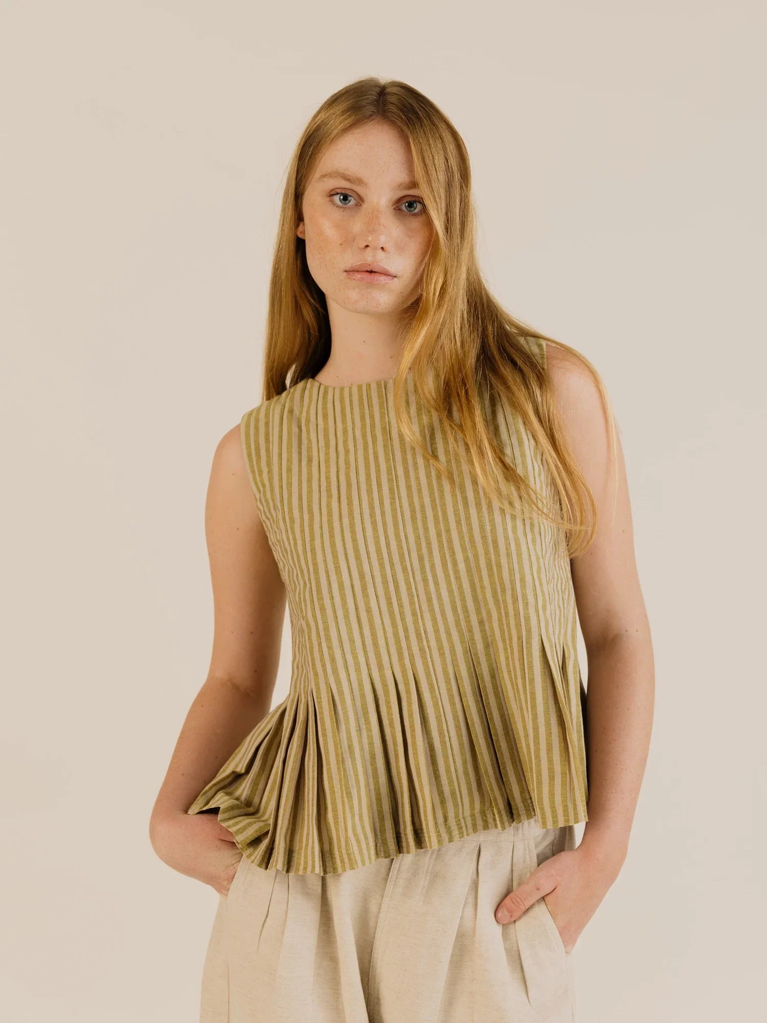 Sideline | Minnie Top - Ochre Stripe
