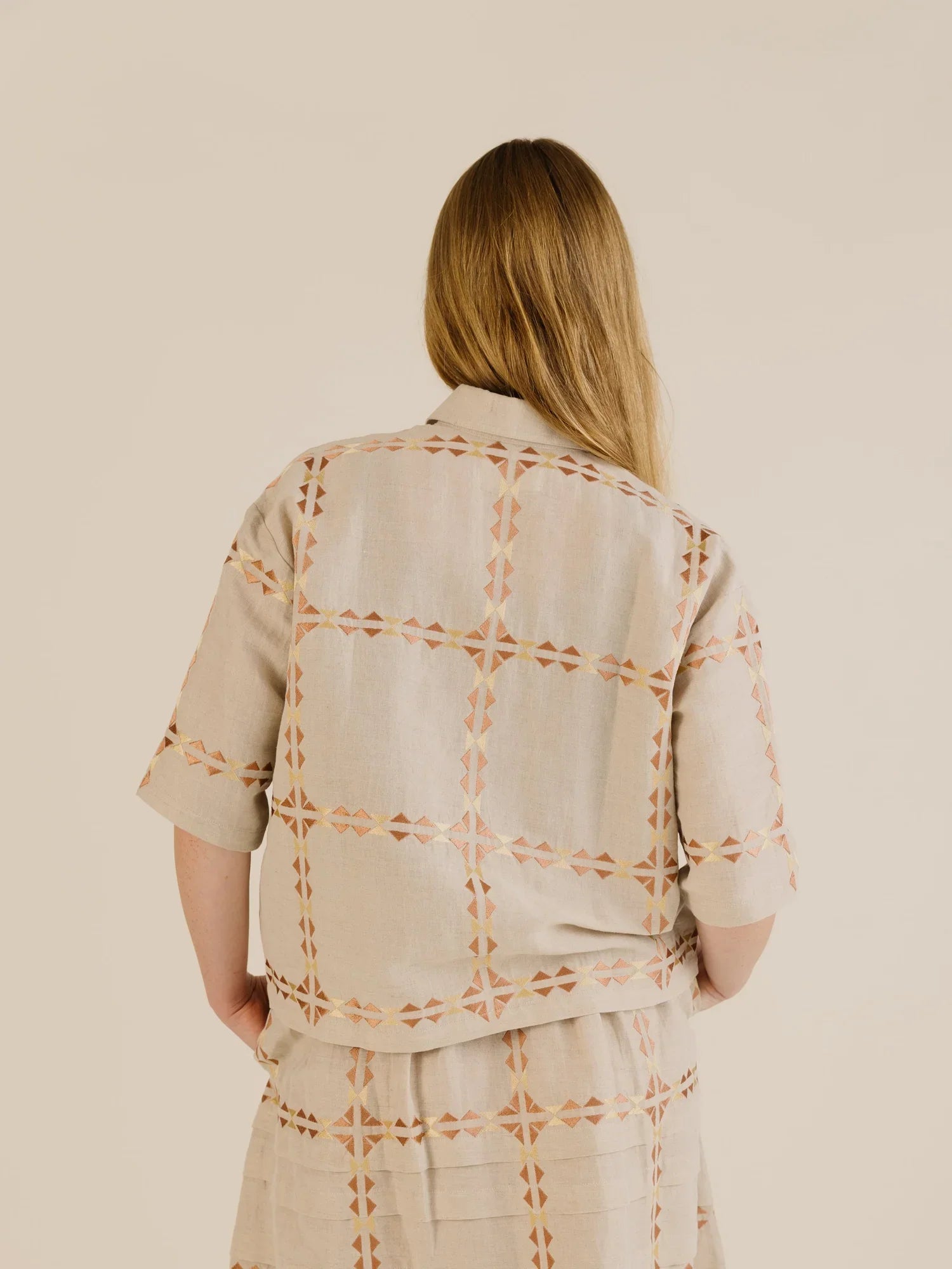 Sideline | Polly Shirt - Oat Embroidered