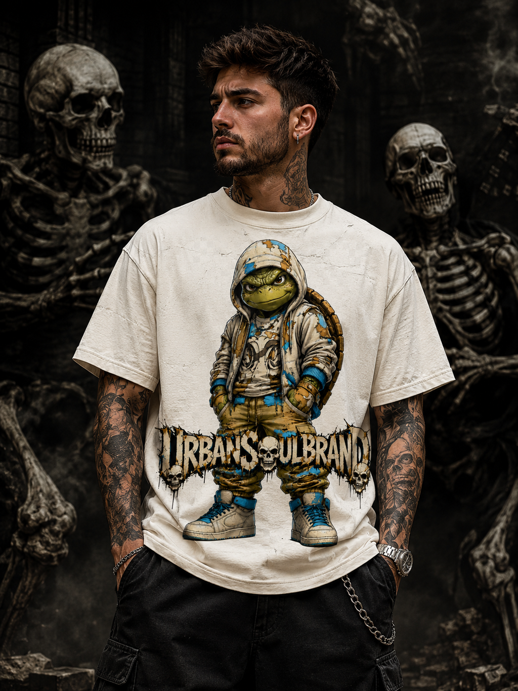 Urban Soul Brand Skull Turtle Streetwear Graphic Tee