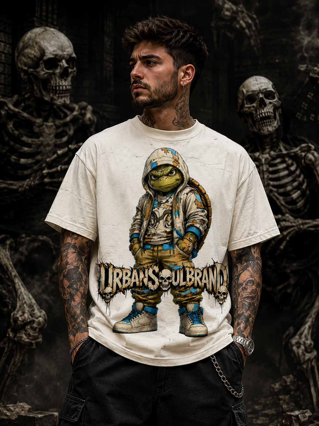 Urban Soul Brand Skull Turtle Streetwear Graphic Tee