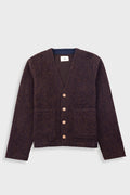 Pocket Cardigan - Navy Espresso Brushed Wool